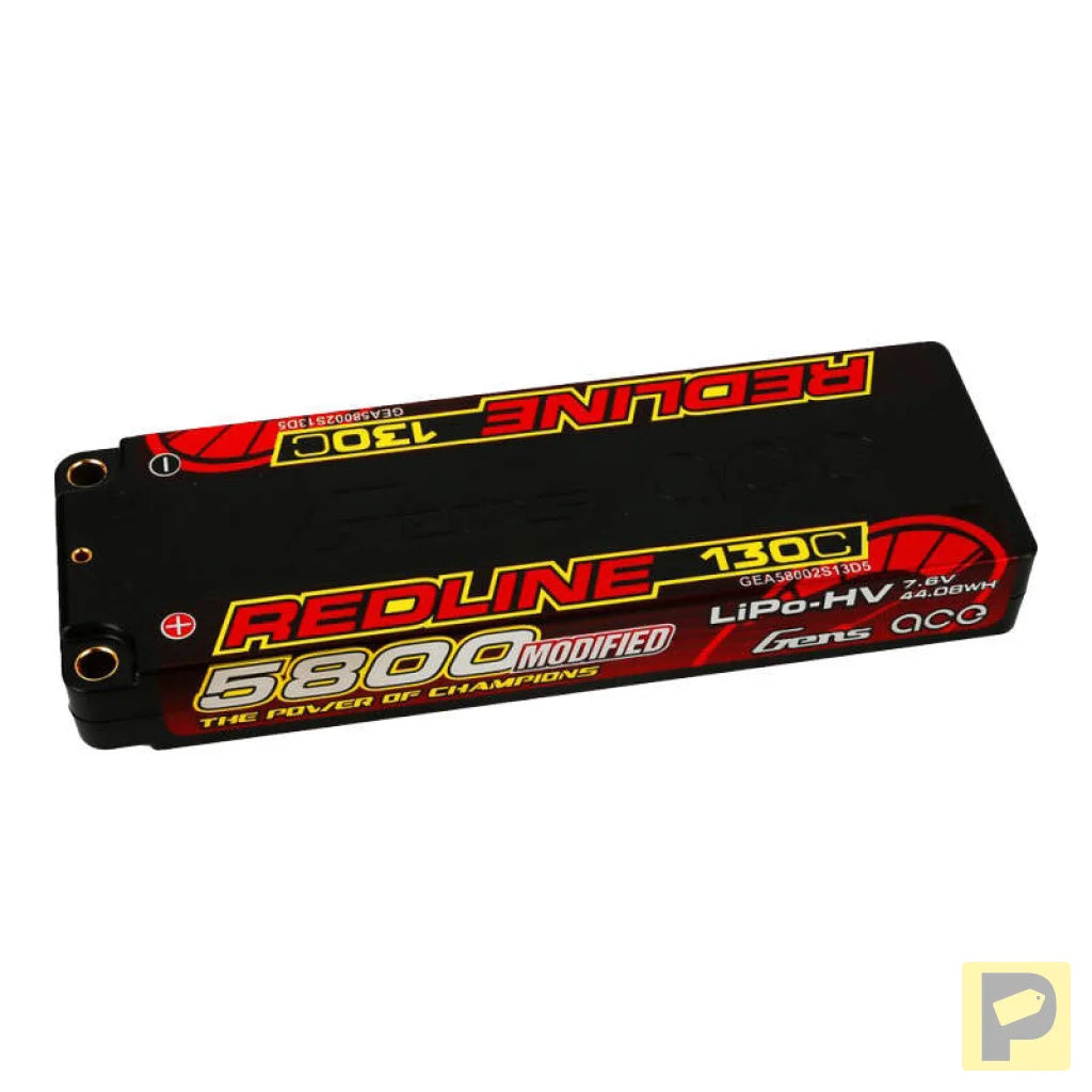 Accumulator Gens ace Redline Series 5800mAh 7.6V 130C 2S1P HardCase 56# HV Ultra LCG LiPo
