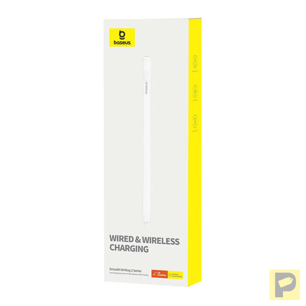 Active stylus Baseus Smooth Writing Series with wireless and cabled charging (White)