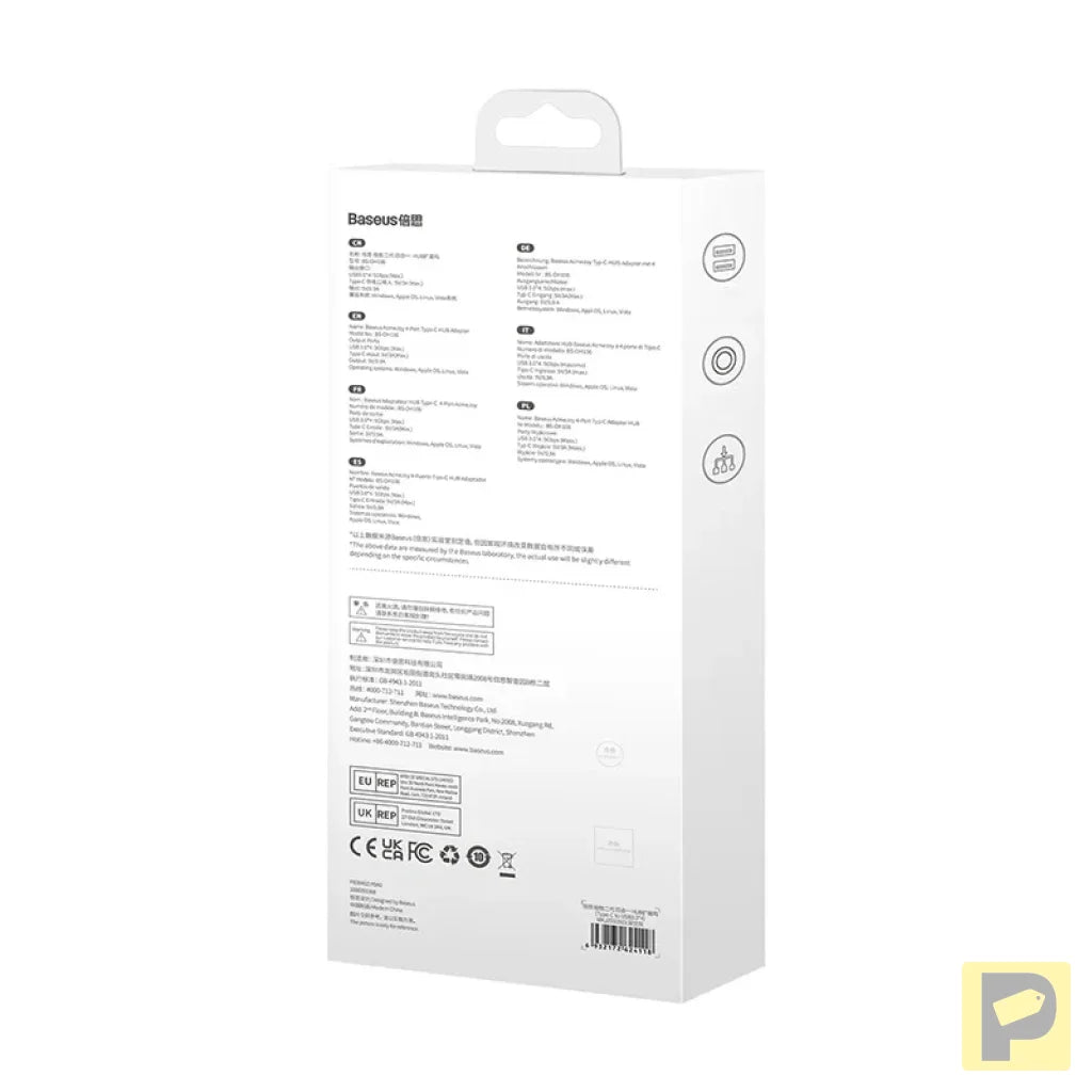 Adapter 4w1 Baseus Hub USB-C na 4xUSB 3.0 (Dark Grey)