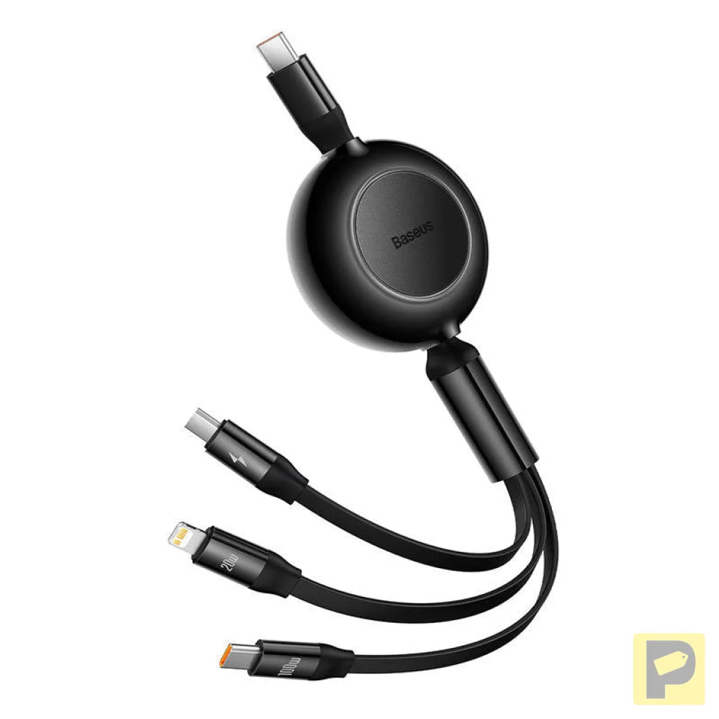 Baseus Bright Mirror 4, USB-C 3-in-1 cable for micro USB / USB-C / Lightning 100W / 3.5A 1.1m (Black)