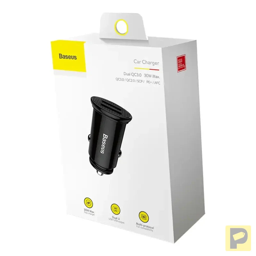 Baseus Circular 2xUSB QC3.0 5A 30W car charger (black)