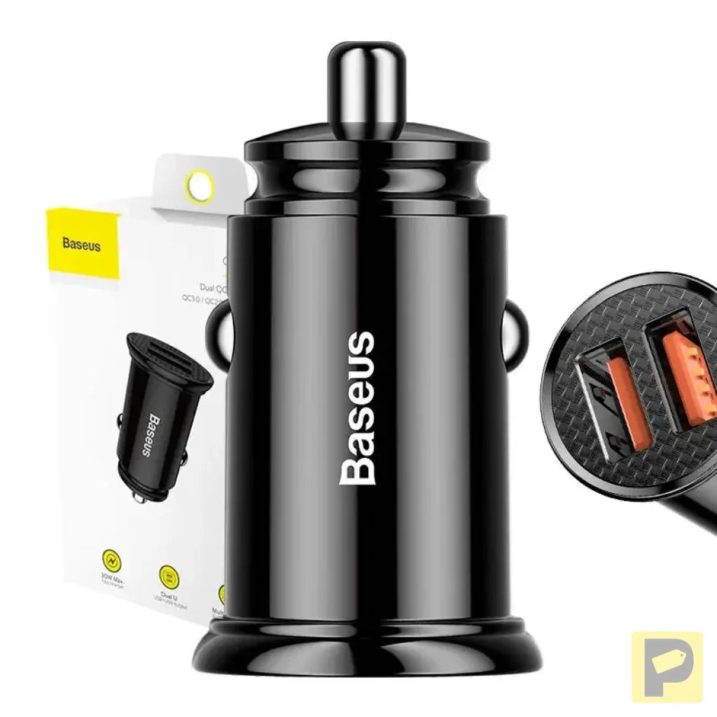 Baseus Circular 2xUSB QC3.0 5A 30W car charger (black)