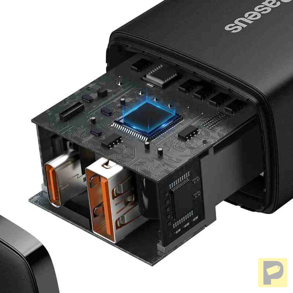 Baseus Compact Quick Charger, USB, USB-C, 20W (black)