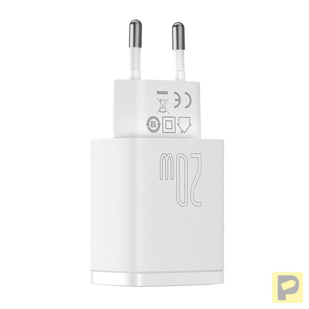 Baseus Compact Quick Charger, USB, USB-C, 20W (white)