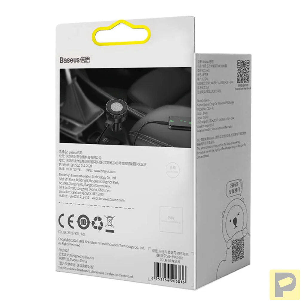 Baseus Enjoy Car Wireless MP3 Charger, Bluetooth 5.0, microSD, AUX (black)