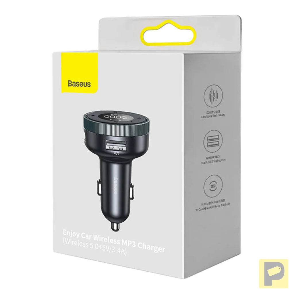 Baseus Enjoy Car Wireless MP3 Charger, Bluetooth 5.0, microSD, AUX (black)