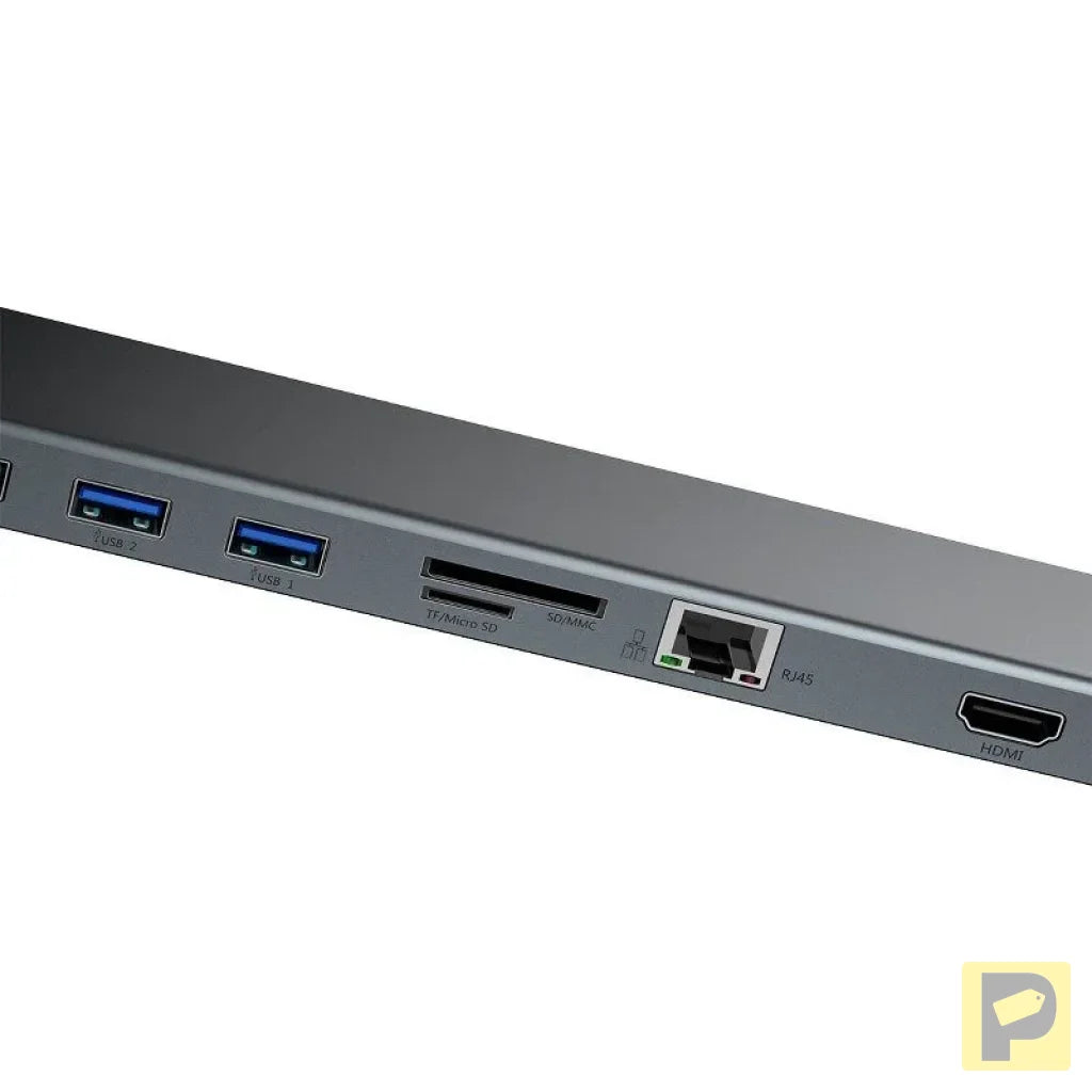 Baseus Enjoyment Series Multi-functional Type-C intelligent HD HUB（PD/HD4K*2/VGA/RJ45/SD/TF/USB*3/Audio*1/Stand)Dark gray