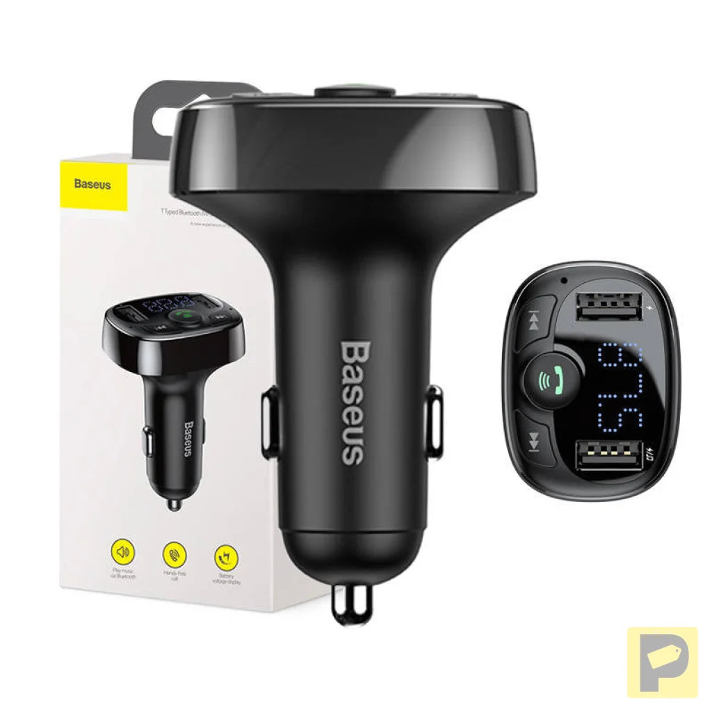 Baseus FM Transmitter T typed Bluetooth 2xUSB microSD (Black)