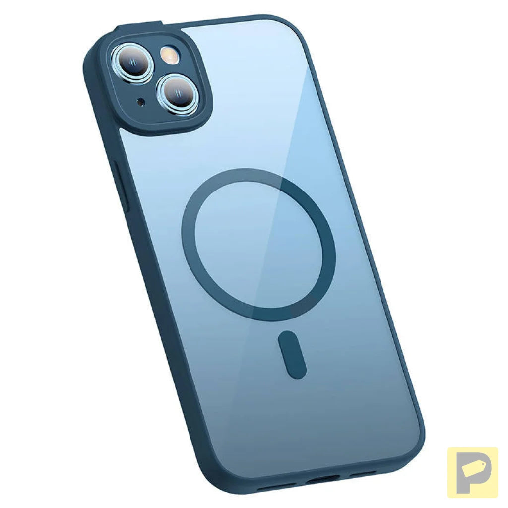 Baseus Frame Transparent Magnetic Case and Tempered Glass set for iPhone 14 Plus (blue)