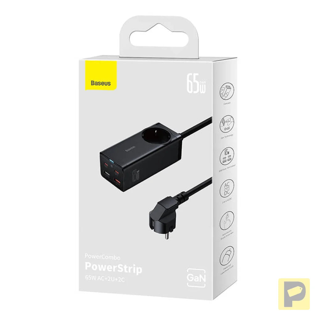 Baseus GaN3 Pro wall charger / powerstrip 2xUSB + 2xUSB-C + AC, 65W