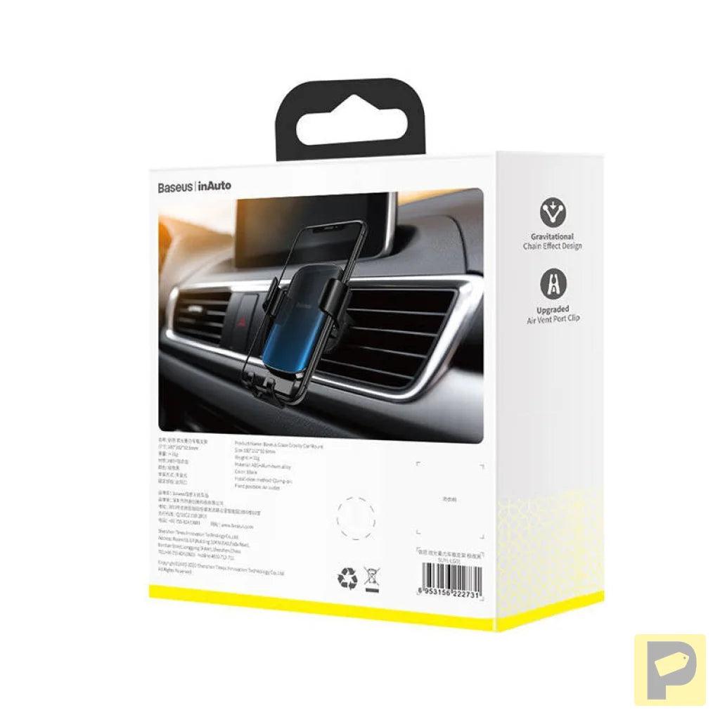 Baseus Glaze gravitational car holder for ventilation grid, aluminum (black)