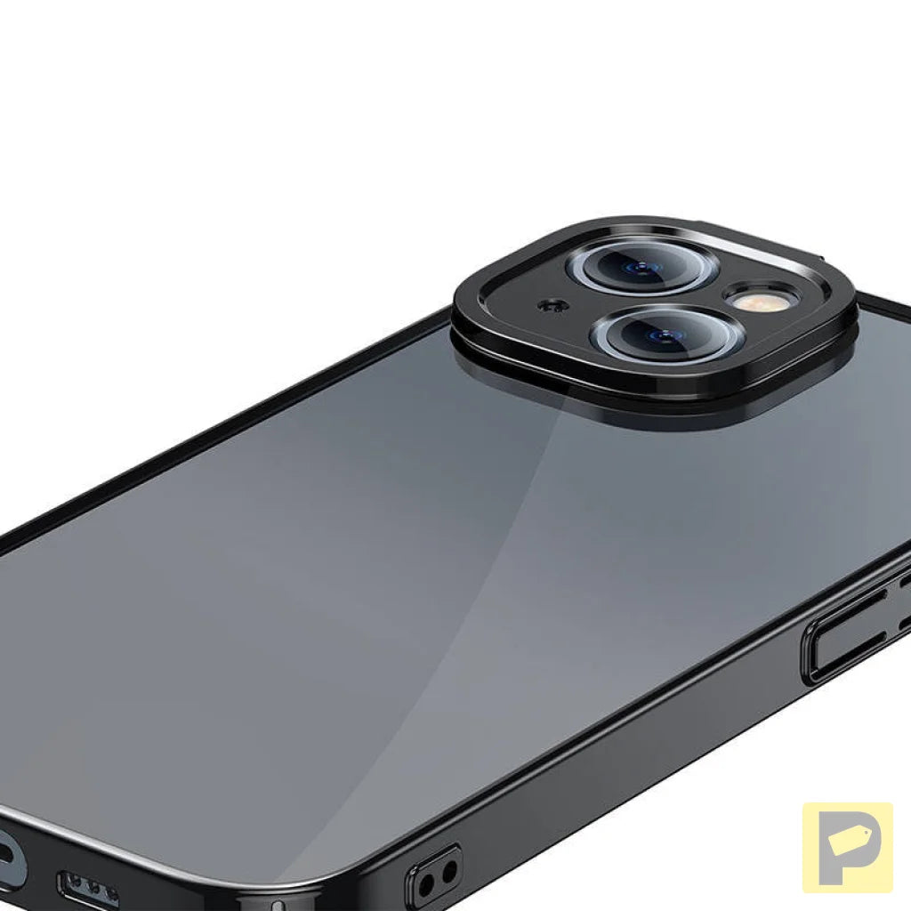 Baseus Glitter Transparent Case and Tempered Glass set for iPhone 14 Plus (black)