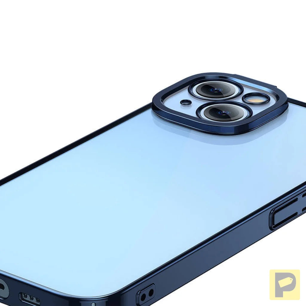 Baseus Glitter Transparent Case and Tempered Glass set for iPhone 14 Plus (blue)