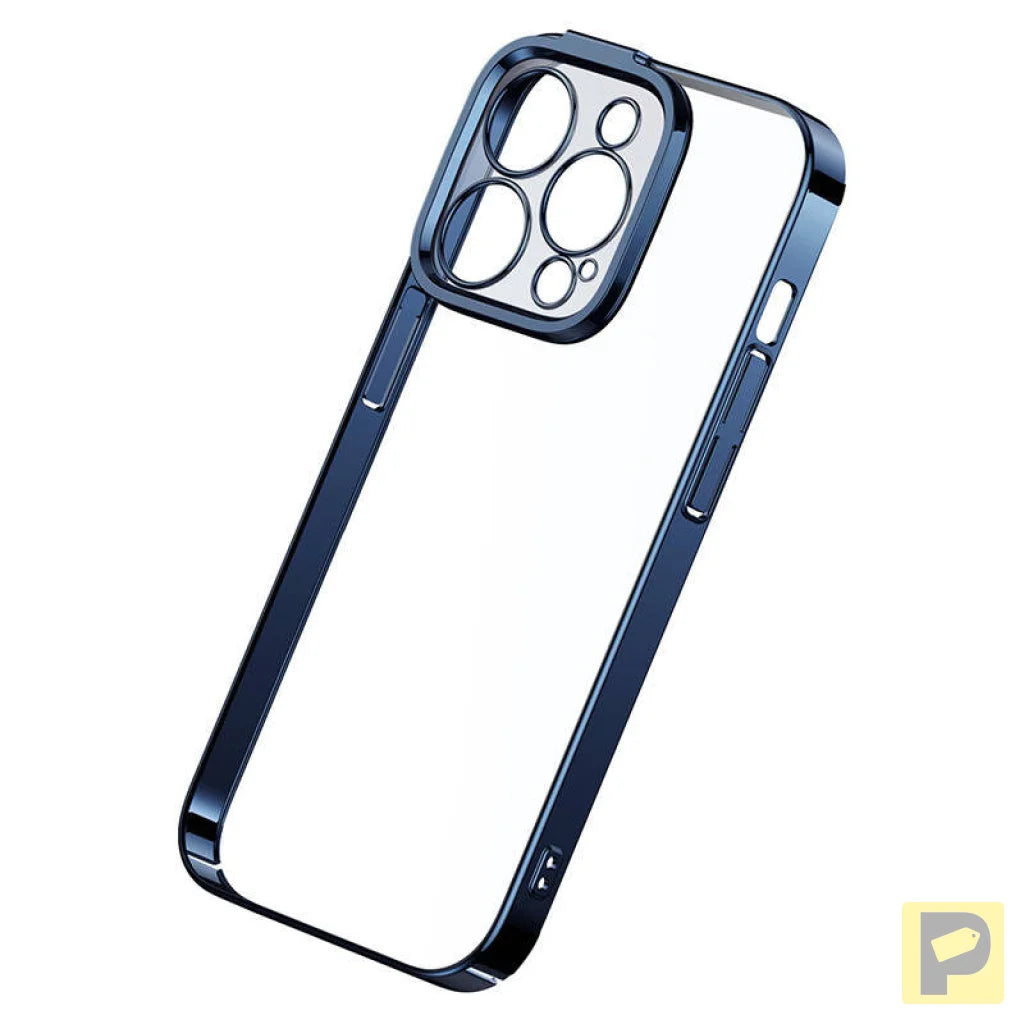 Baseus Glitter Transparent Case and Tempered Glass set for iPhone 14 Pro (blue)