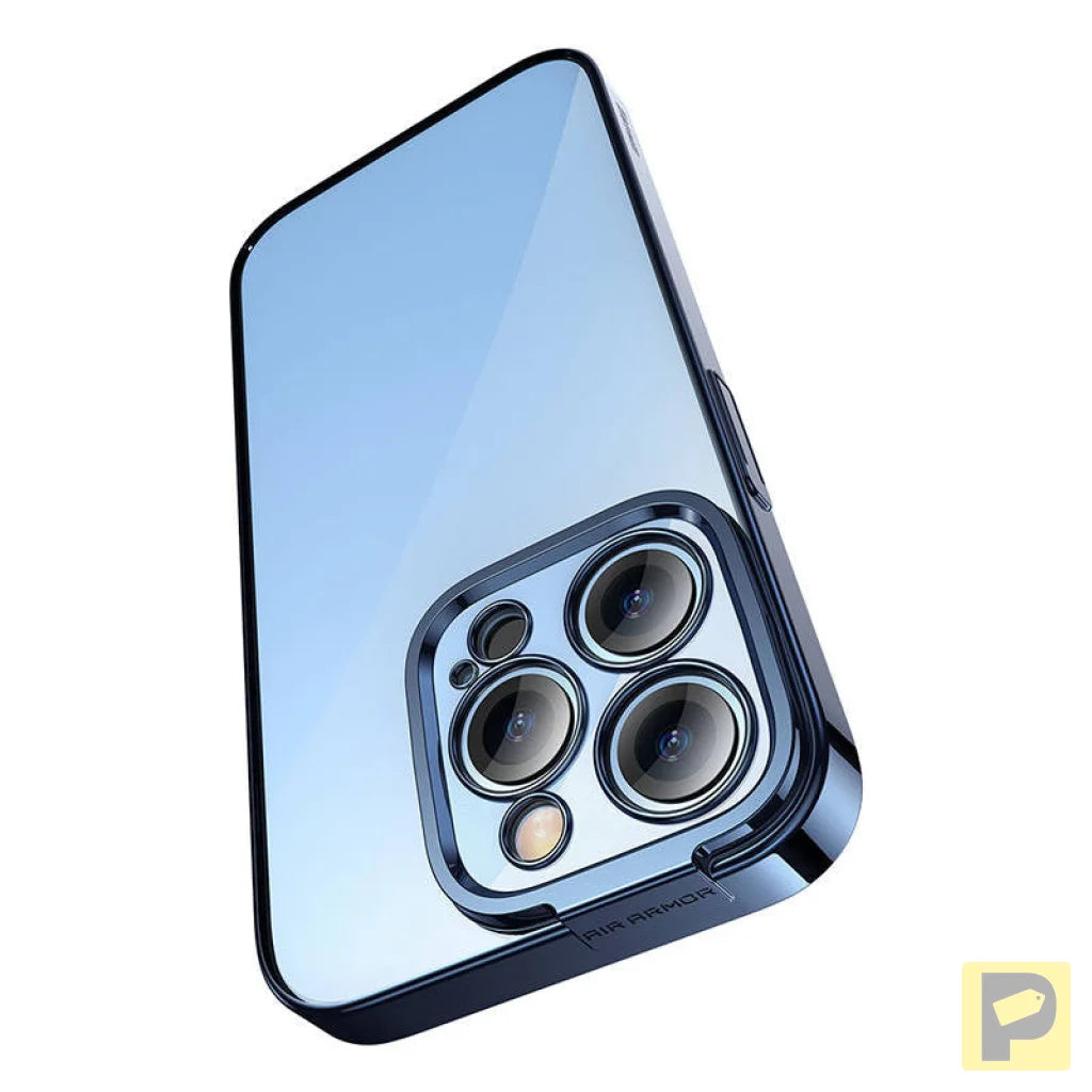 Baseus Glitter Transparent Case and Tempered Glass set for iPhone 14 Pro (blue)