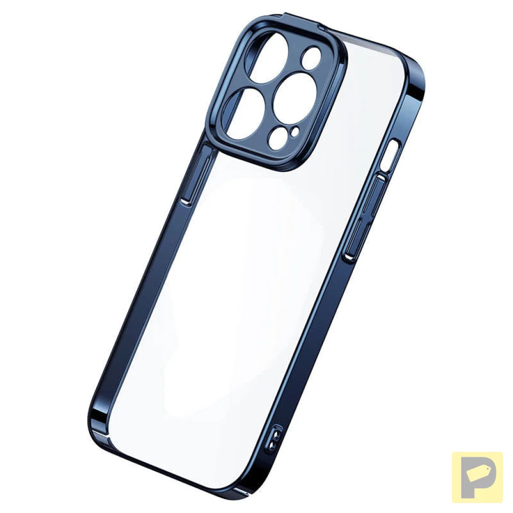 Baseus Glitter Transparent Case and Tempered Glass set for iPhone 14 Pro Max (blue)