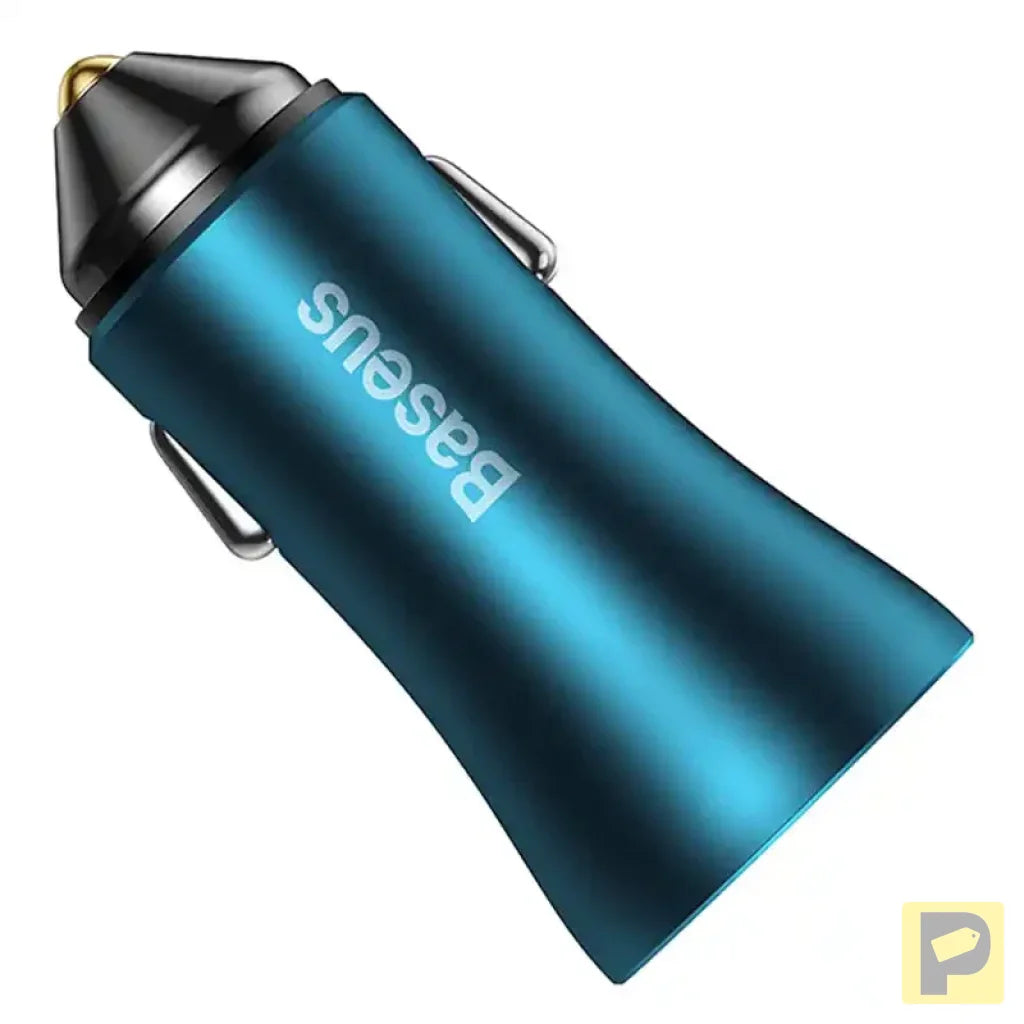 Baseus Golden Contactor Max car charger, 2x USB, 60W (blue)