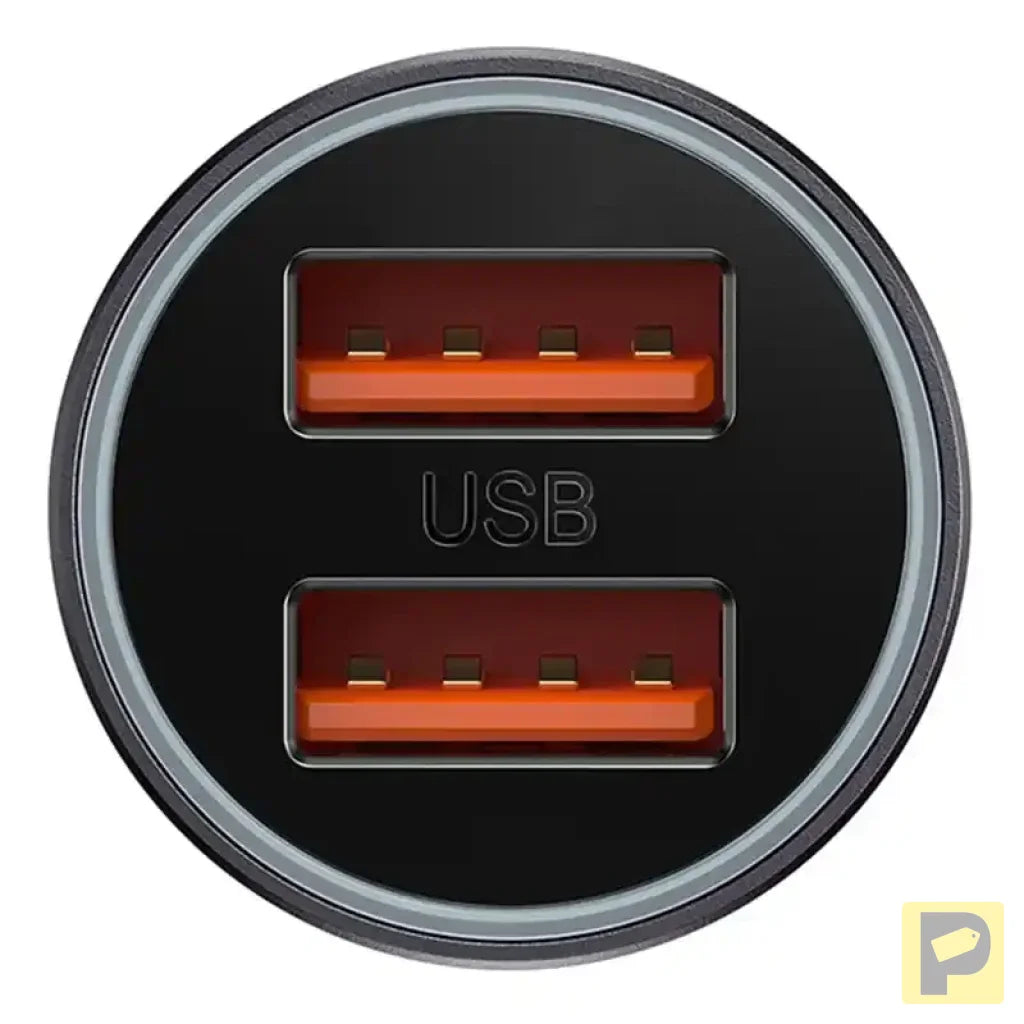 Baseus Golden Contactor Max car charger, 2x USB, 60W (gray)