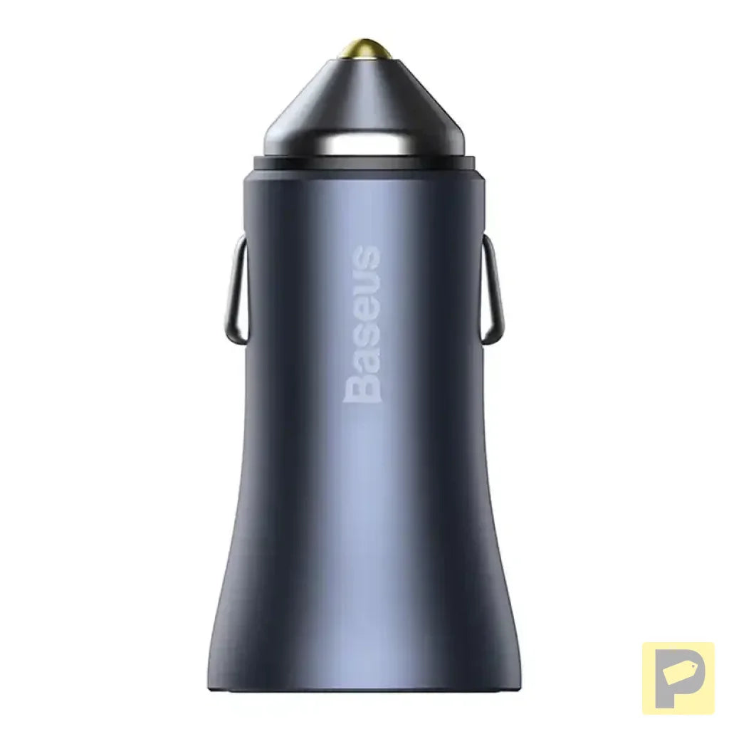 Baseus Golden Contactor Pro Car Charger 2x USB, 40W (gray) +  Cable USB to USB-C 1m (black)