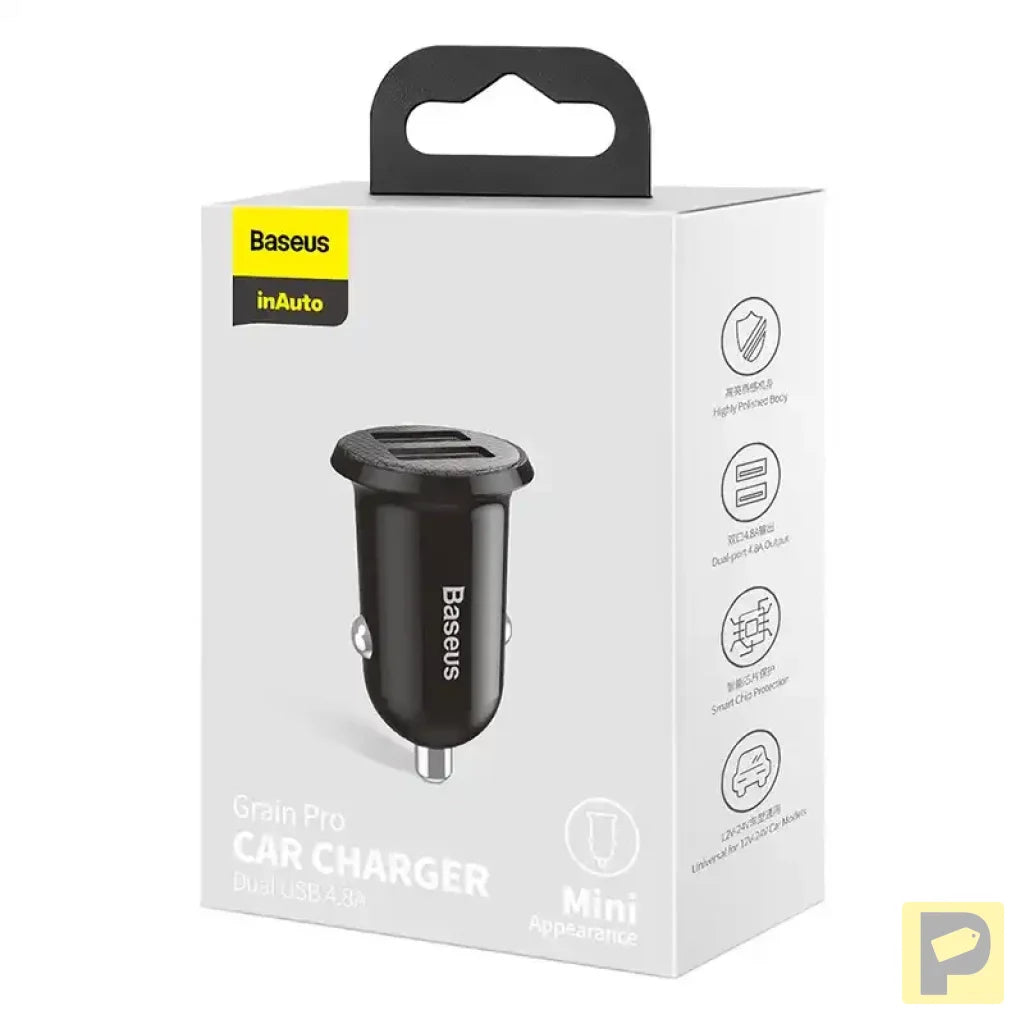Baseus Grain Pro Car Charger 2x USB 4.8A (black)