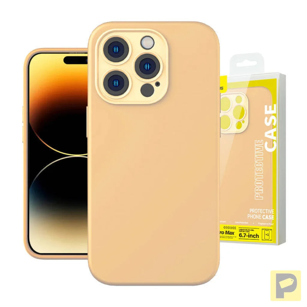 Baseus Liquid Silica Gel Case for iPhone 14 Pro Max (Sunglow)+ tempered glass + cleaning kit