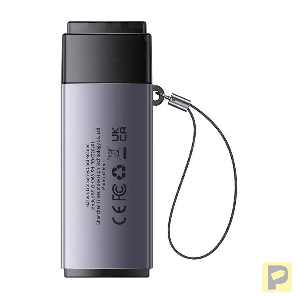 Baseus Lite Series SD/TF memory card reader, USB (gray)
