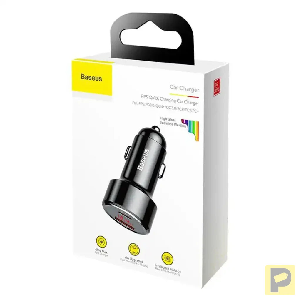 Baseus Magic Car Charger USB + USB-C QC 4.0  PD 45W (black)