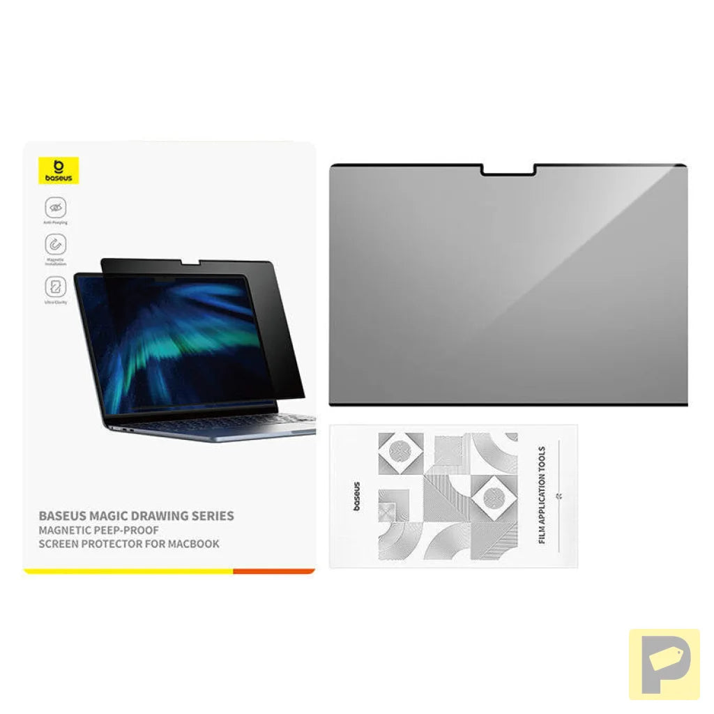 Baseus Magic Drawing magnetic protective privacy overlay for MacBook Air 15.3" (2023/2024) + cleaning kit (transparent)