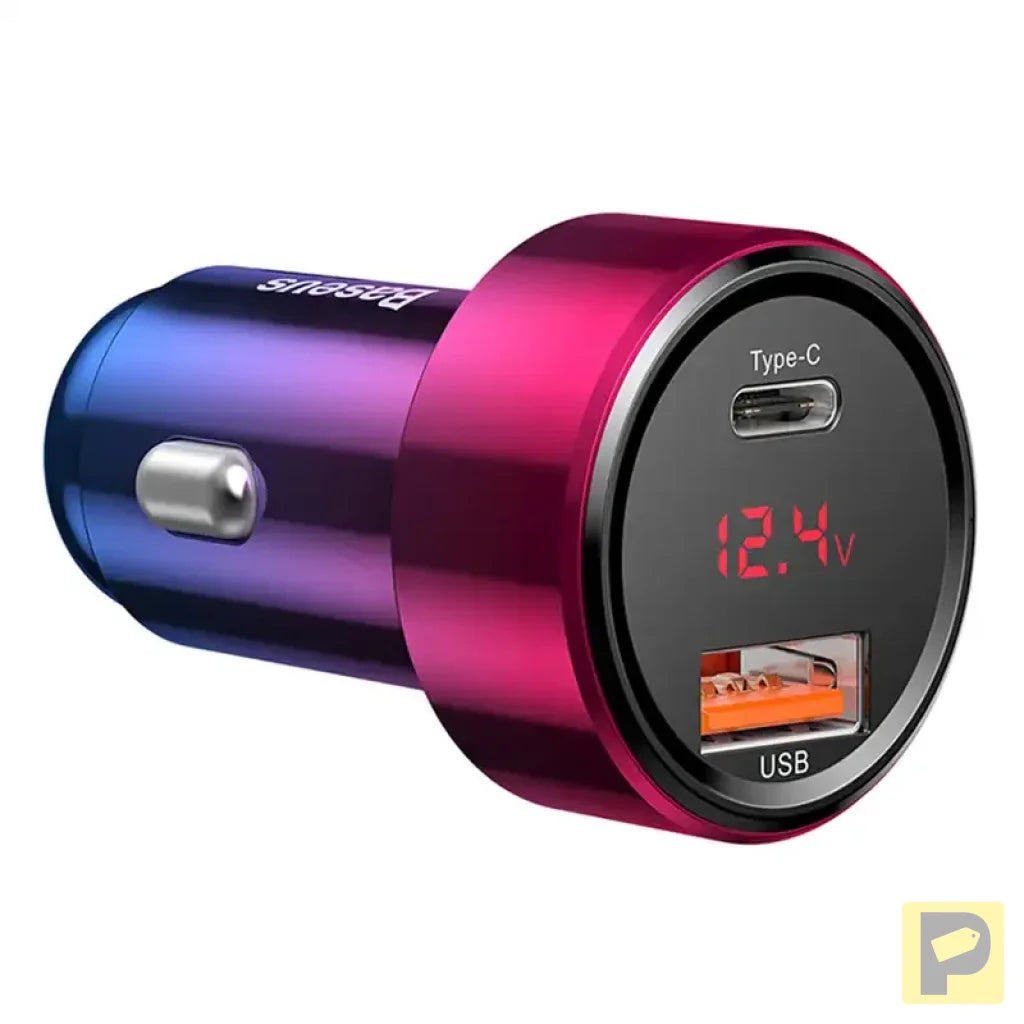 Baseus Magic USB + USB-C QC 4.0 PD 45W car charger (red-blue).