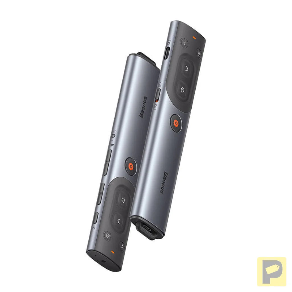 Baseus Orange Dot Multifunctional remote control for presentation, with a red laser pointer - gray