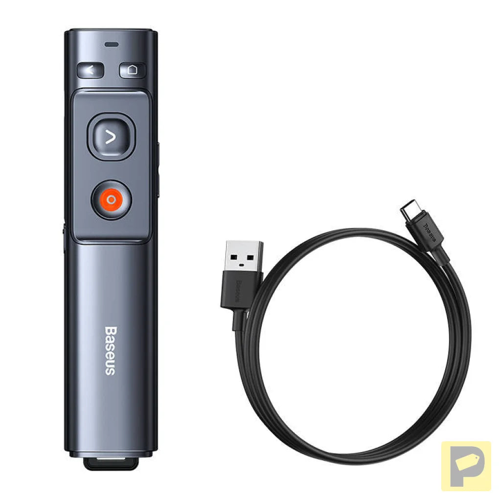 Baseus Orange Dot Multifunctionale remote control for presentation, with a green laser pointer - gray