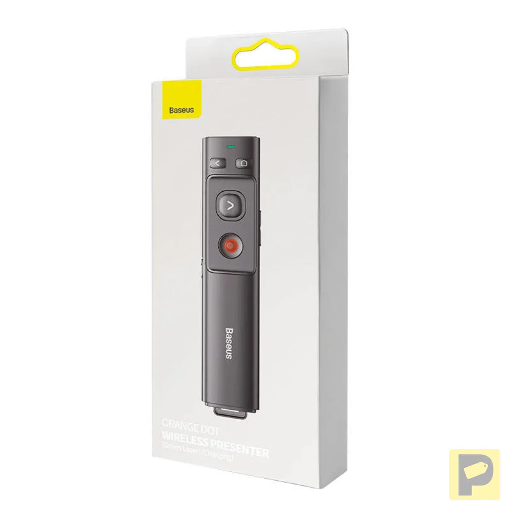 Baseus Orange Dot Multifunctionale remote control for presentation, with a green laser pointer - gray