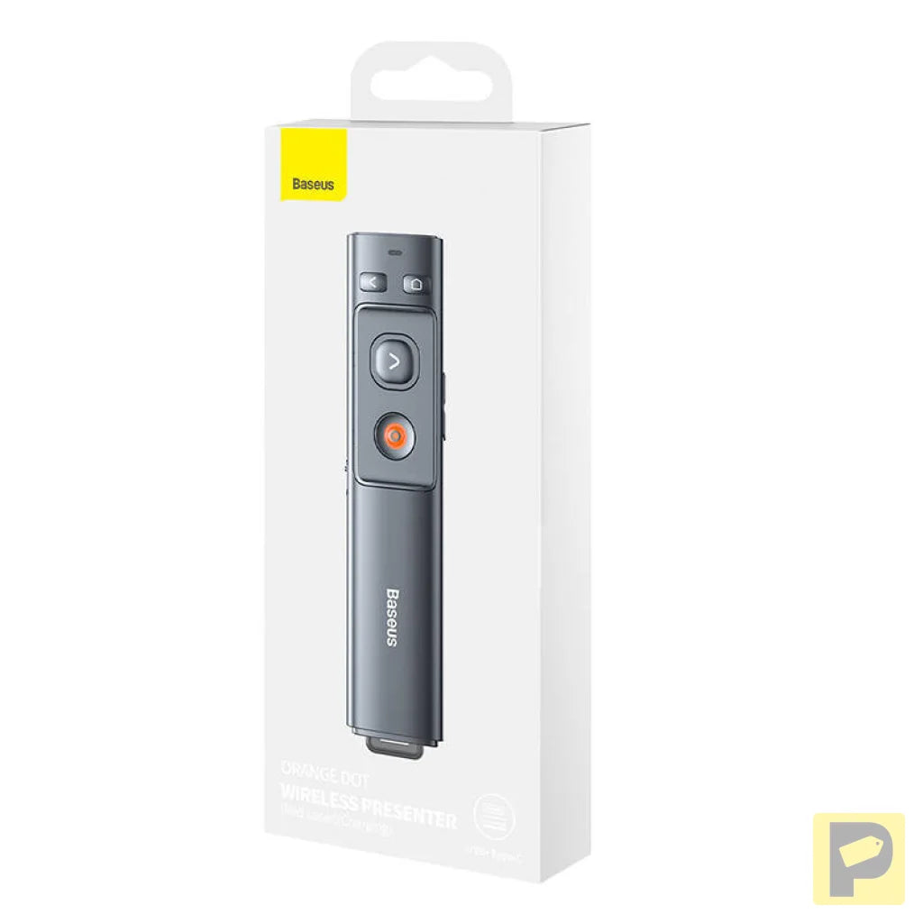 Baseus Orange Dot Multifunctionale remote control for presentation, with a laser pointer - gray