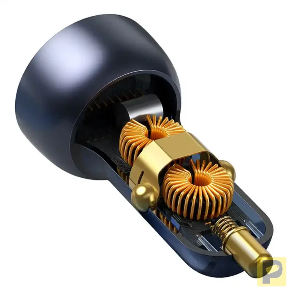 Baseus Particular Digital Display Car Charger , USB + USB-C, QC3.0+PD, 5A, 65W (gray) + Cable USB-C 1m 100W (black)