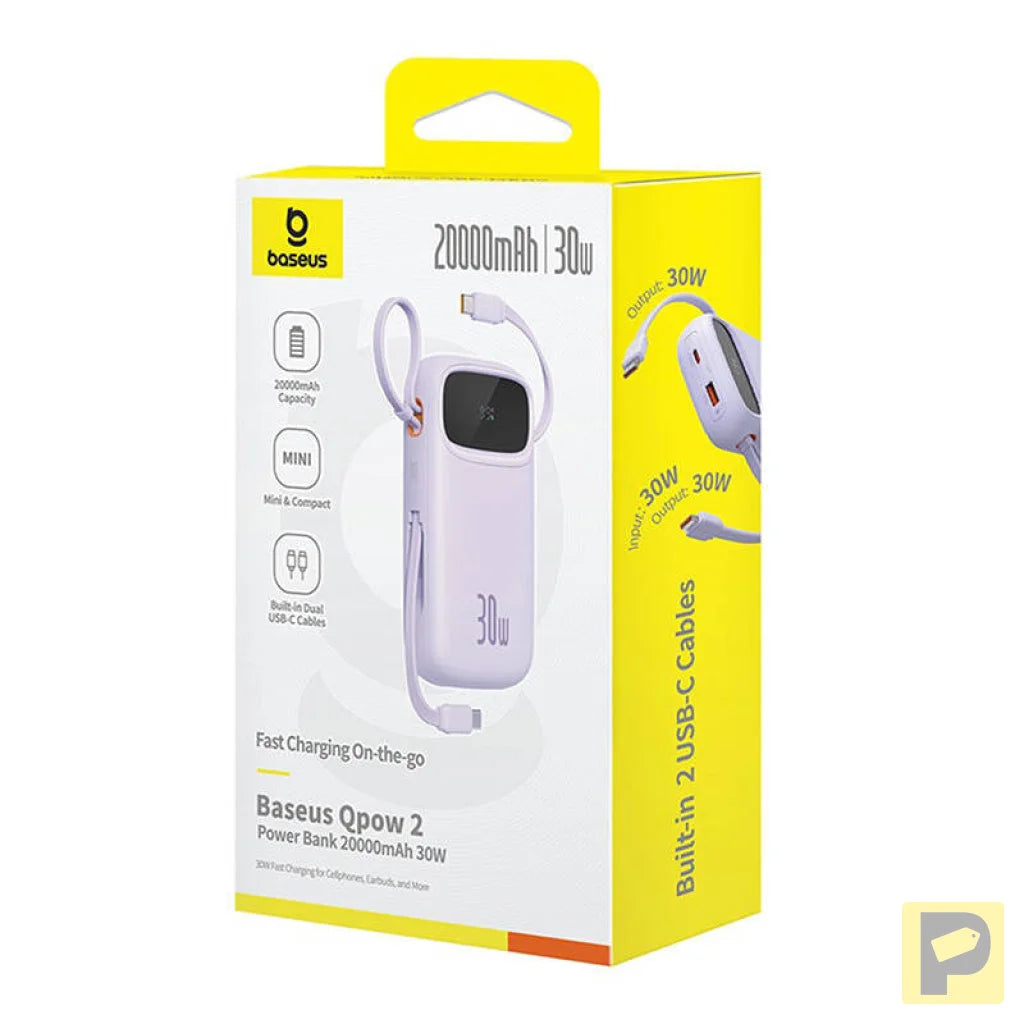 Baseus QPow 2 20000mAh 30W 2xUSB-C powerbank (purple)