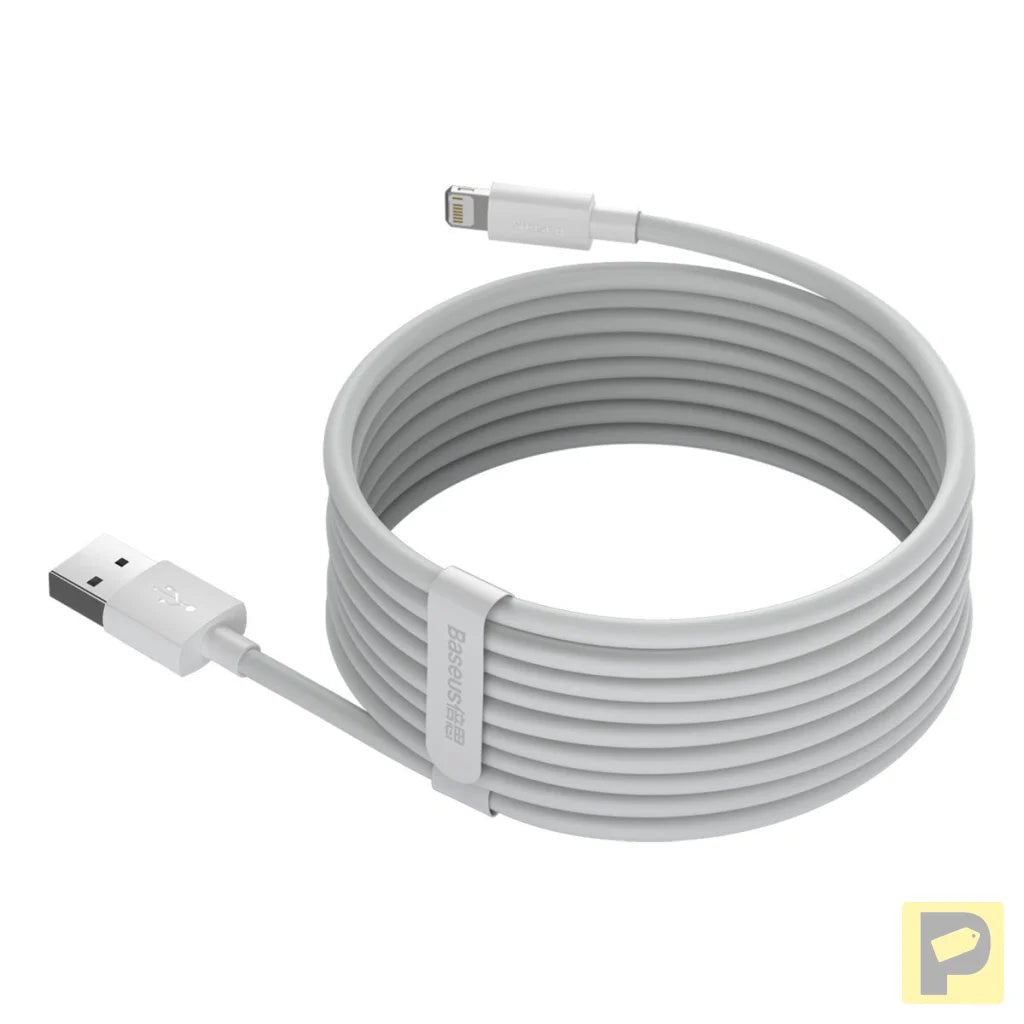 Baseus Simple Wisdom Data Cable Kit USB to Lightning 2.4A (2PCS/Set）1.5m White
