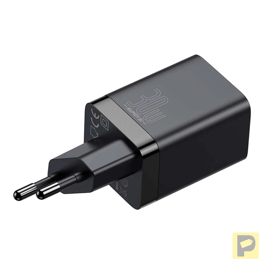 Baseus Super Si Pro Quick Charger USB + USB-C 30W (black)