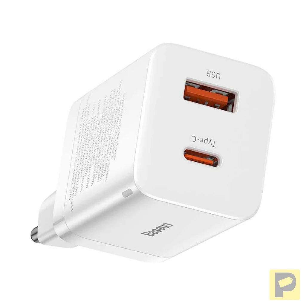 Baseus Super Si Pro Quick Charger USB + USB-C 30W (white)