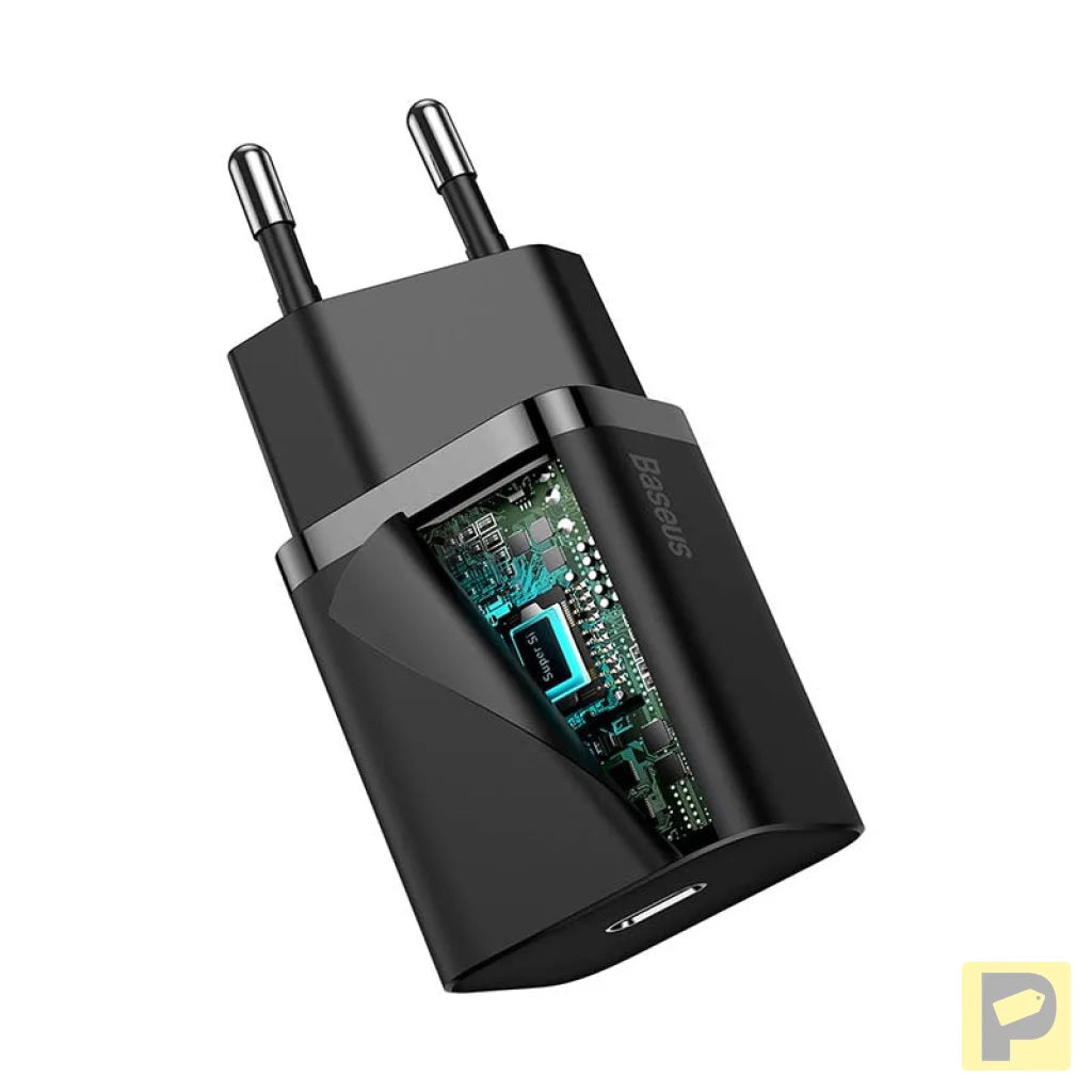 Baseus Super Si Quick Charger 1C 20W with USB-C cable for Lightning 1m (black)