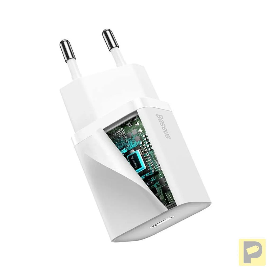 Baseus Super Si Quick Charger 1C 20W with USB-C cable for Lightning 1m (white)