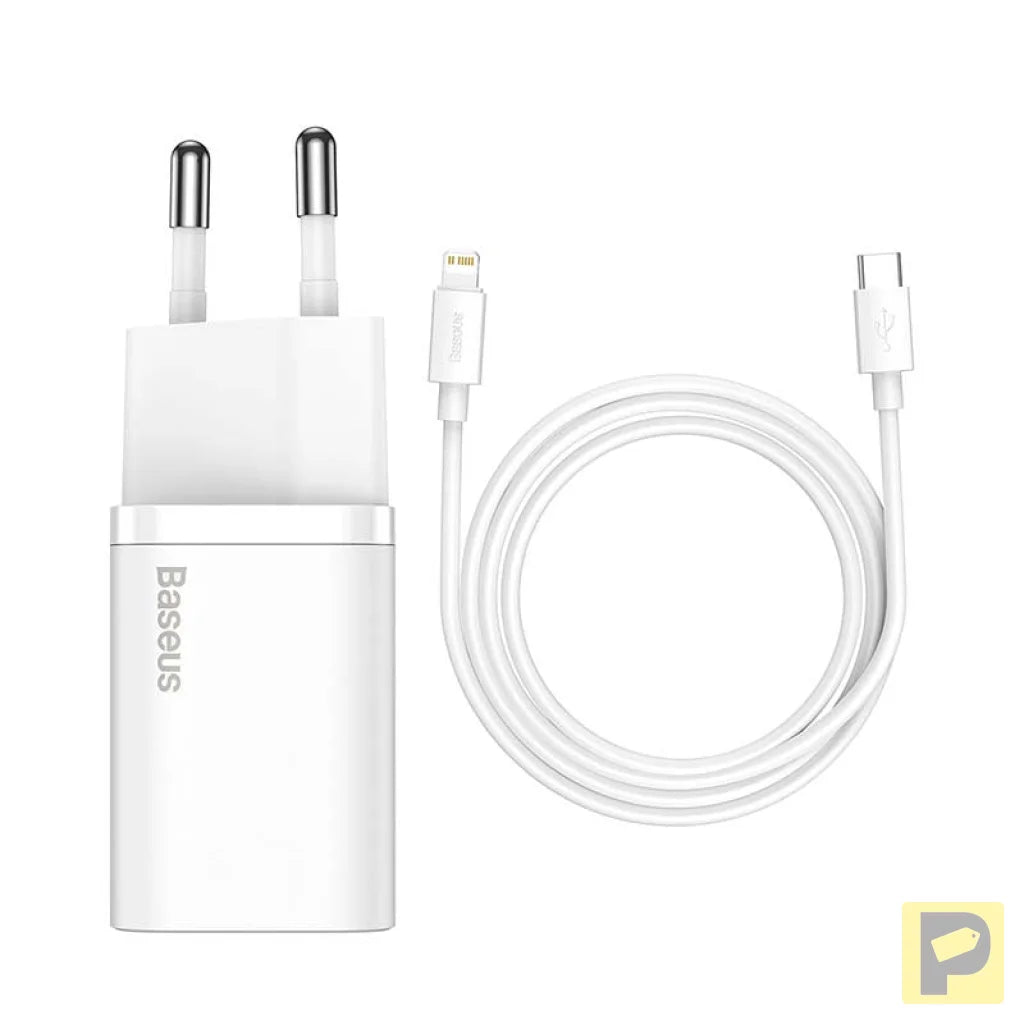 Baseus Super Si Quick Charger 1C 20W with USB-C cable for Lightning 1m (white)