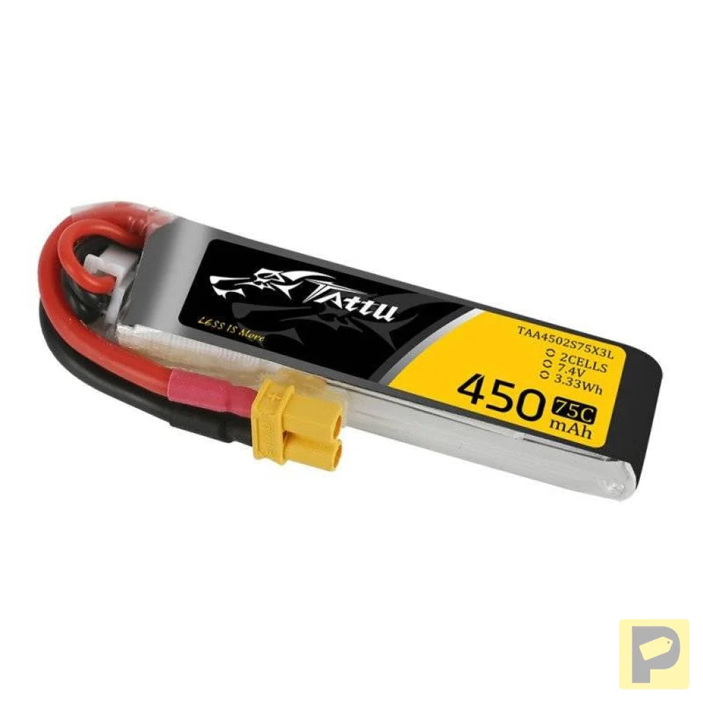 Battery Tattu 450mAh 7.4V 75C 2S1P Long XT30