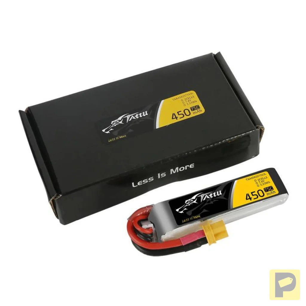 Battery Tattu 450mAh 7.4V 75C 2S1P Long XT30
