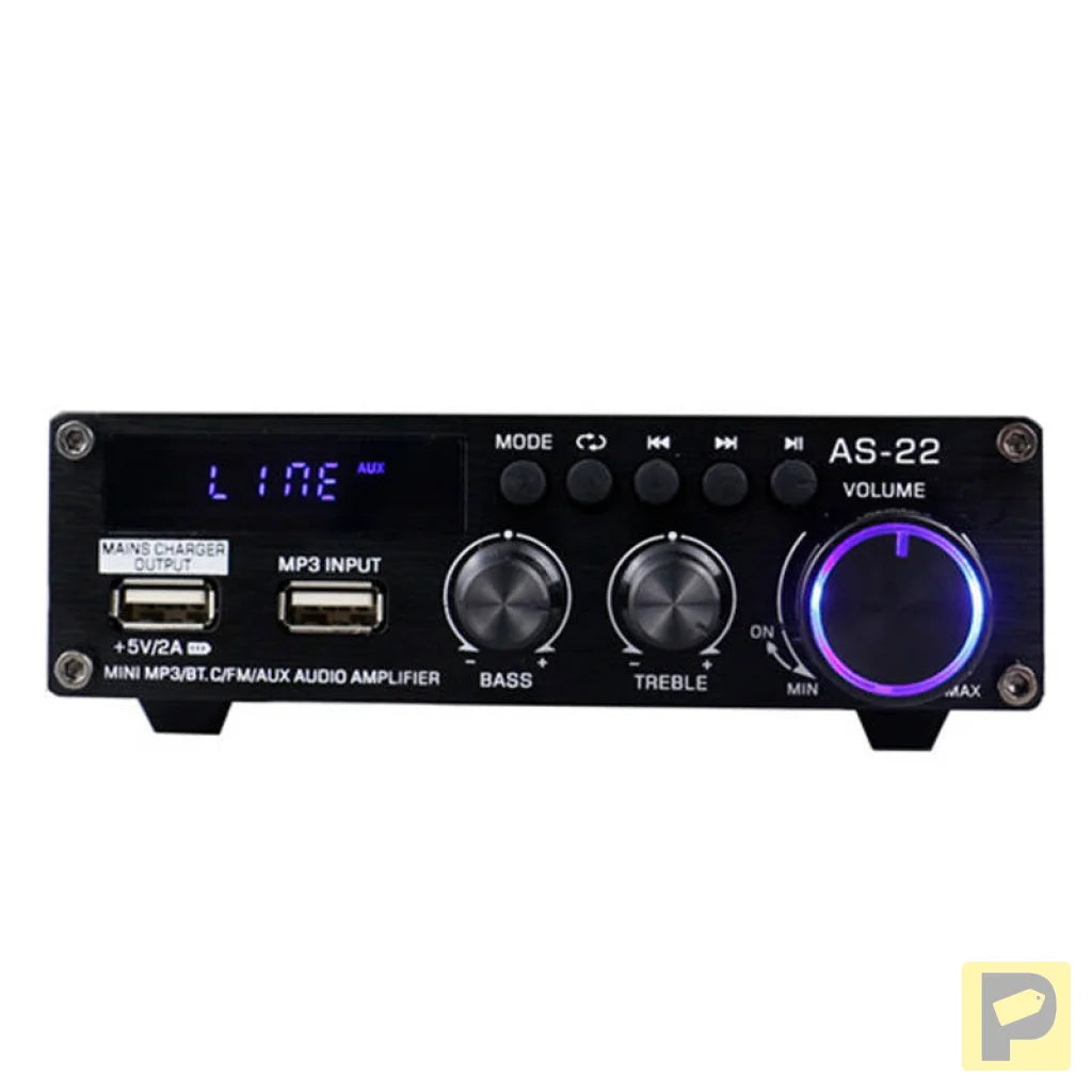 Blitzwolf AS-22 audio amplifier, 45W, Bluetooth 5.0, USB + remote control (black)