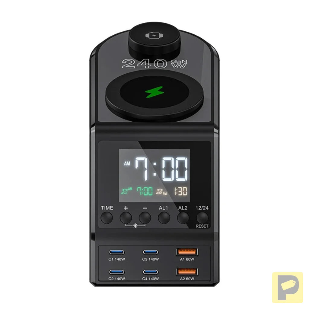 Blitzwolf BW-FW10 alarm clock with charger 2xUSB-A, 4xUSB-C, 240W