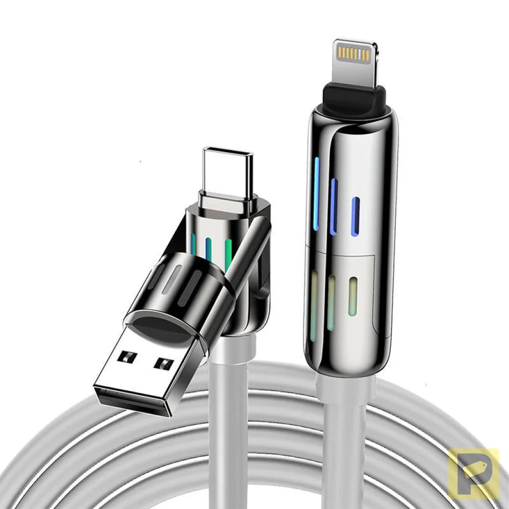 Blitzwolf BW-HDC6 4-in-1 USB-C/USB-A to USB-C/Lightning cable 1.2m 240W RGB (gray)