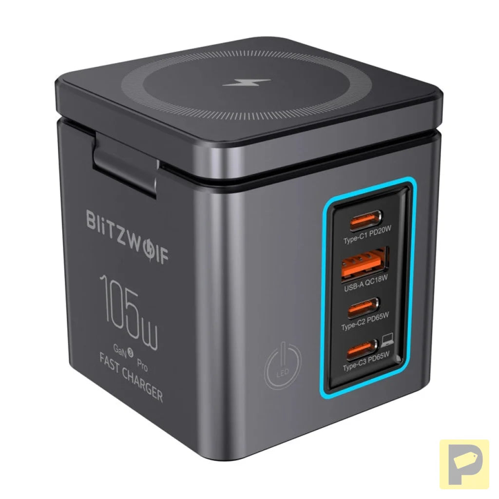 Blitzwolf BW-i113 GaN, USB-A, 3xUSB-C, 105W mains charger