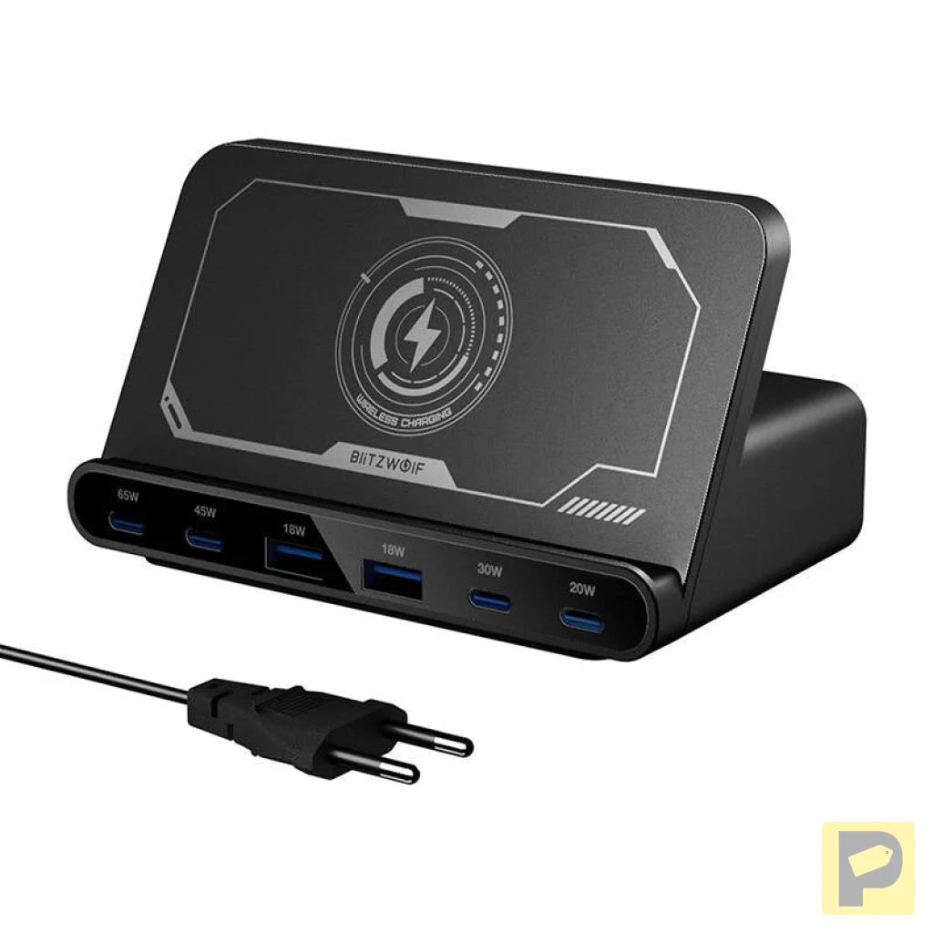 Blitzwolf BW-S27 160W, 2xUSB-A, 4xUSB-C, 15W wireless charger (black)