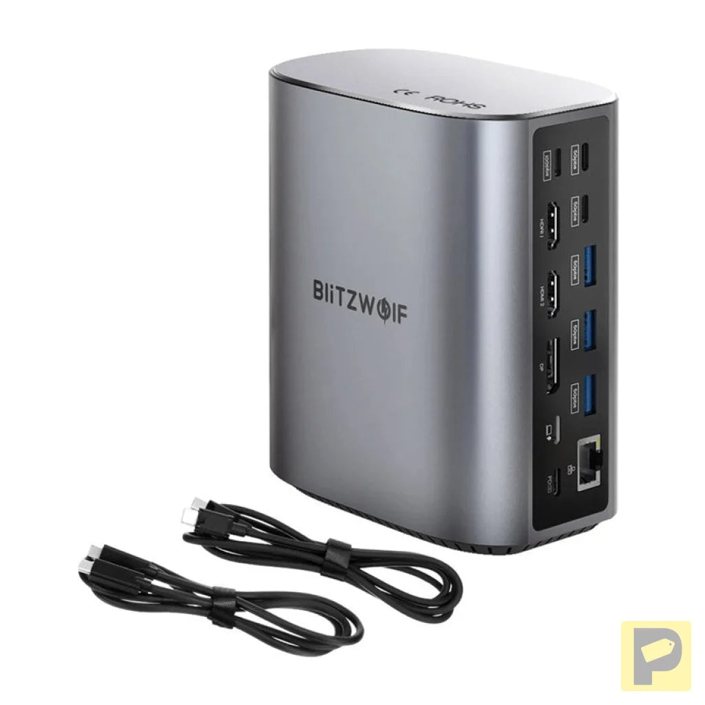 Blitzwolf BW-TH15 17in1 Docking Station 2xHD+DP+4xC+3xUSB 3.0+USB 3.1+C 3.2+C PD+RJ45+micro SD+SD+3.5mm Audio