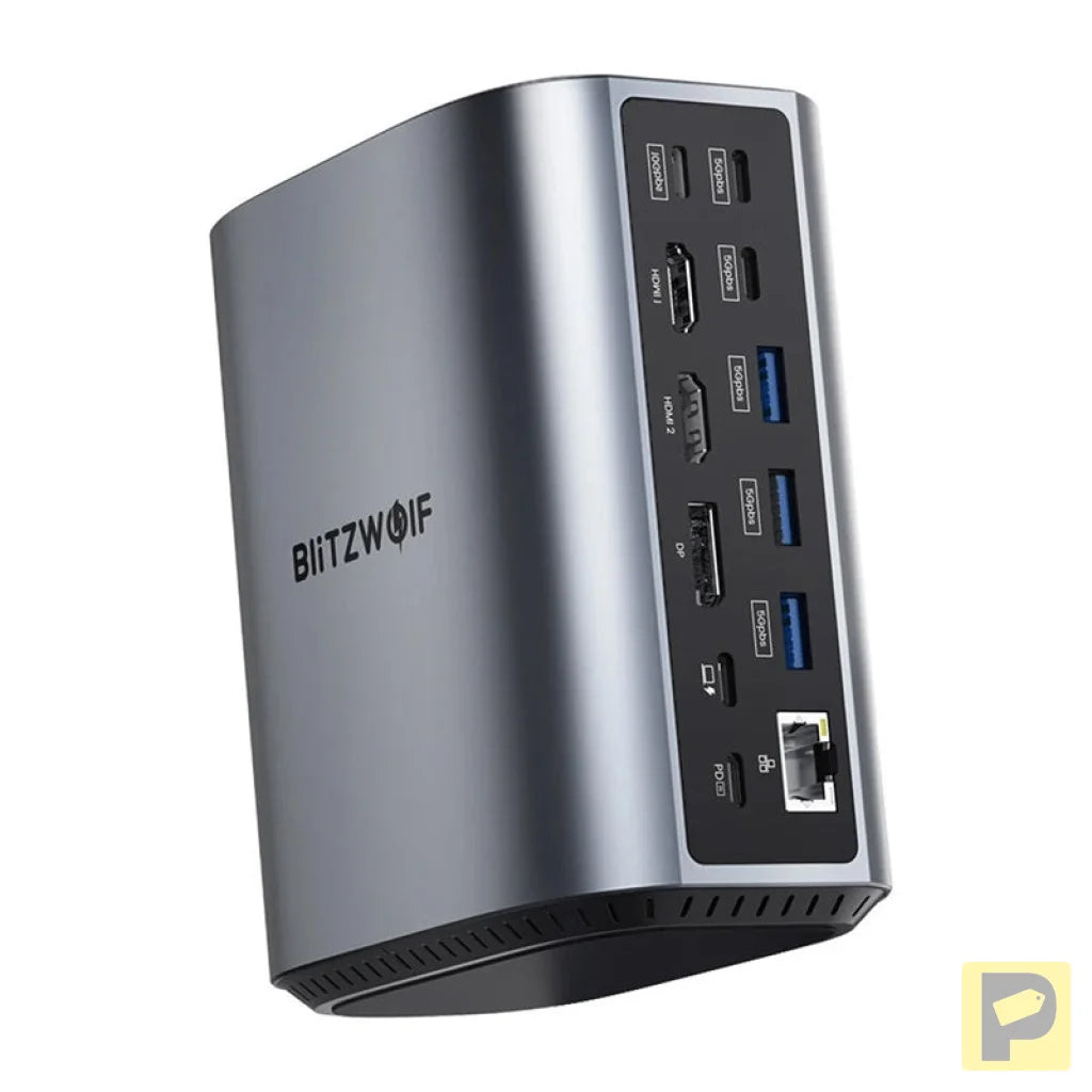 Blitzwolf BW-TH15 17in1 Docking Station 2xHD+DP+4xC+3xUSB 3.0+USB 3.1+C 3.2+C PD+RJ45+micro SD+SD+3.5mm Audio